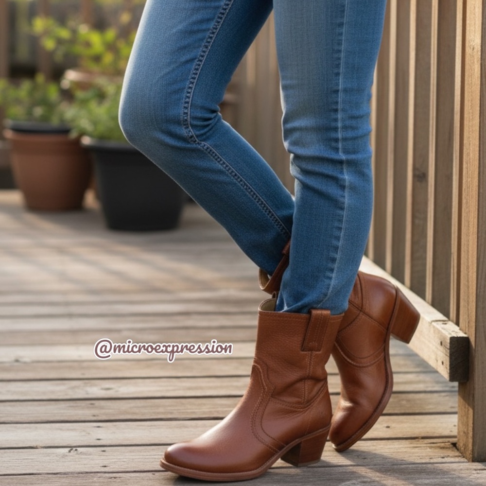 RARE Jane Trapunto Leather Short Cowboy Heel Boots - Picture 16 of 16